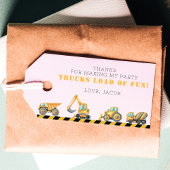 Bouw Verjaardag Dump Truck Digger Foto Cadeaulabel