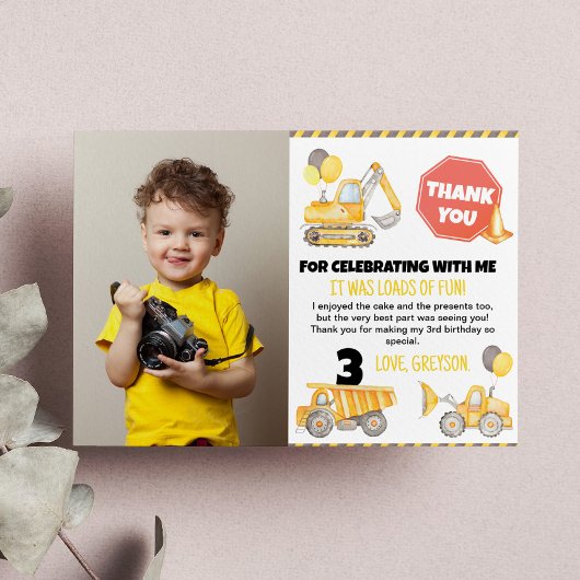 Bouw verjaardag Foto bedankt! Bedankkaart