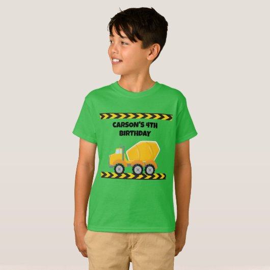 Bouw Verjaardag Party Dump Truck Groene Kinderen T-shirt (Voorkant volledig)