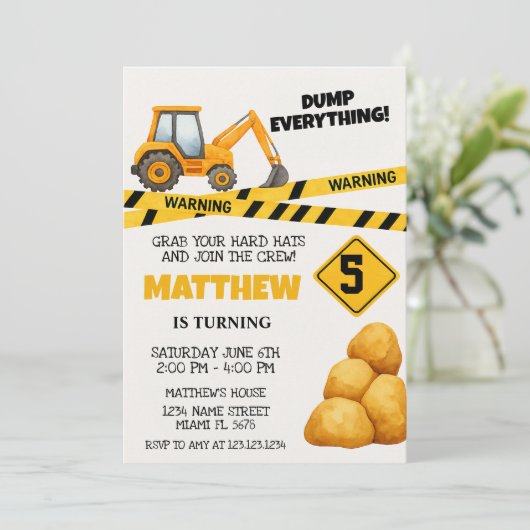 Bouw Verjaardag Uitnodiging Sjablonen (Staand voorkant)