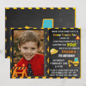 Bouw Verjaardagsfeest Foto uitnodiging (Voorkant / Achterkant)