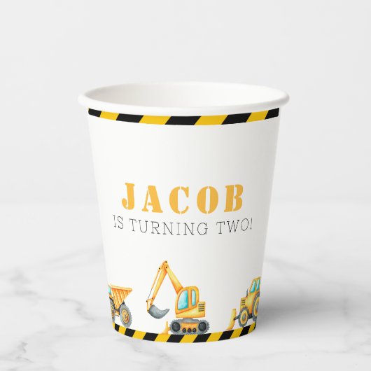 Bouw Verjaardagsfeestje Waterverf Papieren beker (Voorkant)