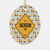 Bouw voertuigen Dump Truck & Digger  Keramisch Ornament (Rechts)