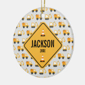 Bouw voertuigen Dump Truck & Digger  Keramisch Ornament (Links)