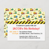 Bouw Voertuigen Pattern Birthday Party Kaart (Voorkant / Achterkant)