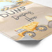 Bouw Vrachtwagen Baby shower Dump Diapers Hier Poster (Hoek)