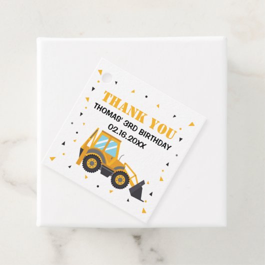 Bouw vrachtwagengraafmachine bedankt je label (In situ)