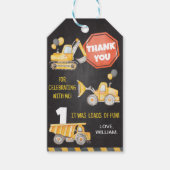 Bouw vrachtwagens afgelopen dag Dank u Label Cadeaulabel (Voorkant)