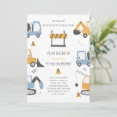 Bouw vrachtwagenthema Birthday Party Kaart (Staand voorkant)