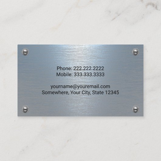 Bouw Zware Materiaalexploitant Blauw Metaal Visitekaartje (Achterkant)