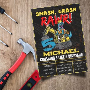 Bouwbakkerij Birthday T Rex Dinosaur Kaart