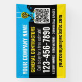 Bouwbedrijf QR Code Blue Promotional Spandoek (Verticaal)