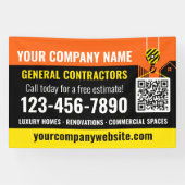 Bouwbedrijf QR Code Sinaasappel Promotional Spandoek (Horizontaal)