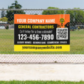 Bouwbedrijf QR Code Sinaasappel Promotional Spandoek (Insitu)