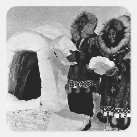  bouwbedrijven uit de VS Alaska igloo 1970 Vierkante Sticker (Voorkant)