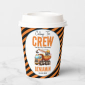 Bouwbemanning dump vrachtwagen jongen 2e verjaarda papieren bekers (Achterkant)