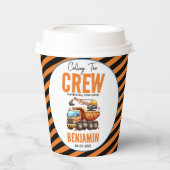 Bouwbemanning dump vrachtwagen jongen 2e verjaarda papieren bekers (Voorkant)