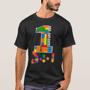 Bouwblokken 1 jaar oude Geweldige verjaardag T-shirt