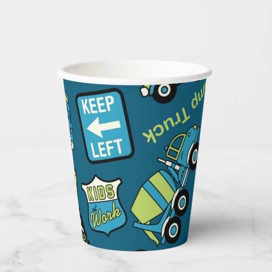 Bouwborden en vrachtwagens papieren bekers (Voorkant)