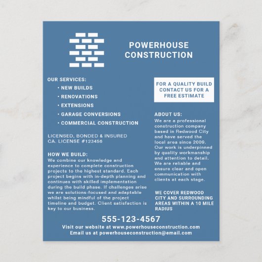 Bouwbouwer Brick Pattern marine Flyer (Voorkant)