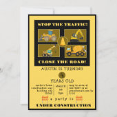 Bouwbouwmachines | Kinderverjaardagsfeestje   Save The Date (Voorkant)