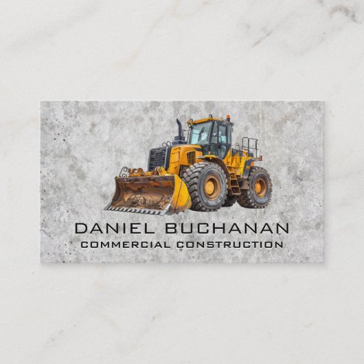 Bouwbulldozer | Betonachtergrond Visitekaartje (Voorkant)