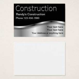 Bouwbusinesscards met koele metalen uitstraling visitekaartje
