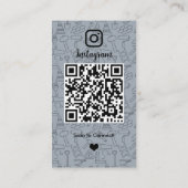Bouwconstructie Instagram Stofblauwe QR-code Visitekaartje (Achterkant)