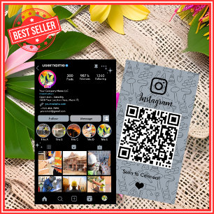 Bouwconstructie Instagram Stofblauwe QR-code Visitekaartje
