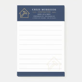 Bouwconstructie Navy Blauw Goud Post-it® Notes (Voorkant)