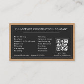 Bouwconstructie Zwart Zilver Hout QR-code Visitekaartje (Achterkant)