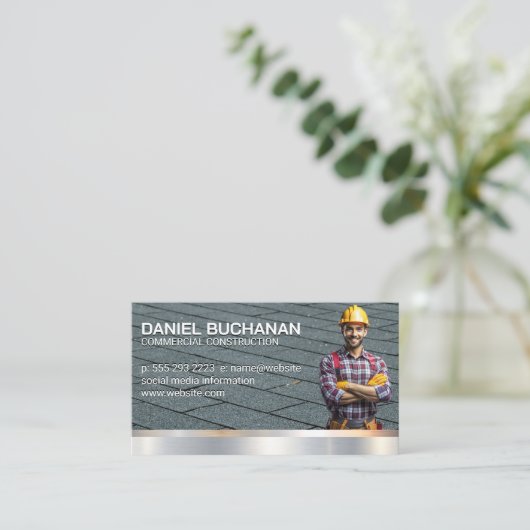Bouwer | Dak | Metaal Visitekaartje (Staand voorkant)