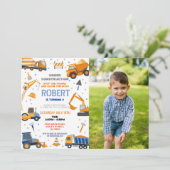 Bouwer Graver Vrachtwagen Verjaardagsfeest Kaart (Staand voorkant)