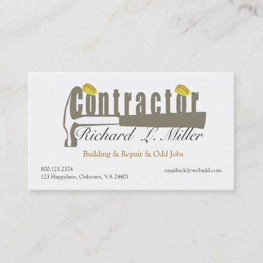 Bouwer Hammer de heer Fix-it Masculine Visitekaartje (Voorkant)