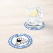 Bouwer met bouwmaterialen. bouwvak ronde kartonnen onderzetter (Insitu)