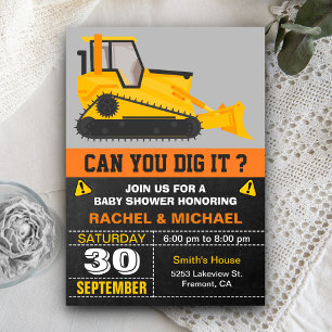 Bouwer met Bulldozer Baby Shower Kaart