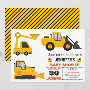 Bouwer met Bulldozer Baby Shower Kaart