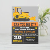 Bouwer met Bulldozer Baby Shower Kaart (Staand voorkant)