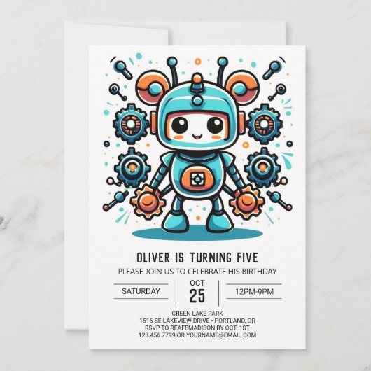 Bouwer Robot Verjaardag Kaart (Voorkant)