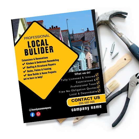 Bouwer Services Flyer Sjabloon | Constructie &