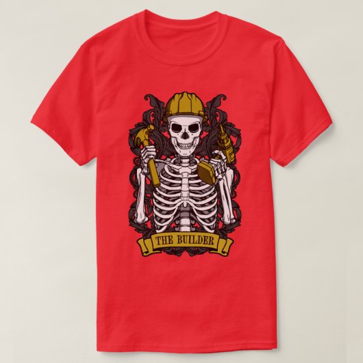 Bouwer Skeleton  Tarot Card DIY Handyman M T-shirt (Design voorkant)