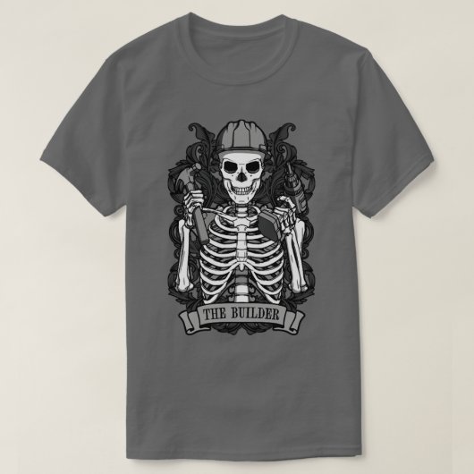 Bouwer Skeleton  Tarot Card DIY Handyman M T-shirt (Design voorkant)