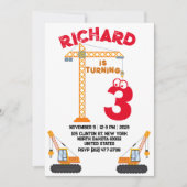 Bouwer Thema Kinderverjaardagsfeest Uitnodiging (Voorkant)