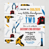 Bouwer Verjaardag uitnodiging, klusjesman Kaart (Voorkant / Achterkant)