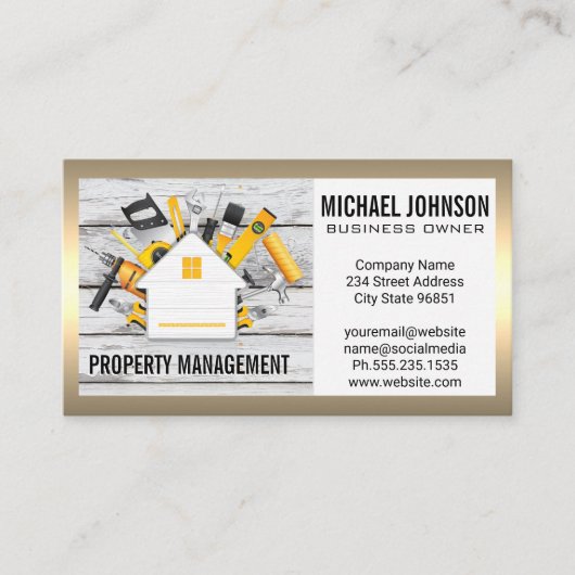 Bouwgereedschap Benodigdheden | Timmerman | Hout Visitekaartje (Voorkant)