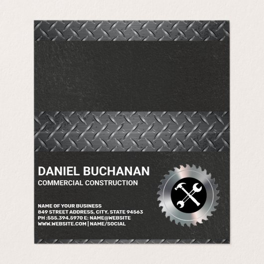 Bouwgereedschap | Diamantgeplateerd staal Visitekaartjes (Buitenkant ongevouwen)