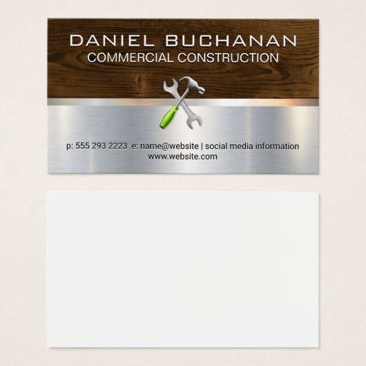 Bouwgereedschap Hardware Metaal hout Visitekaartje (Voorkant /achterkant)