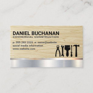 Bouwgereedschap Hout Metaal Visitekaartje