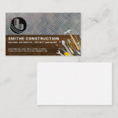 Bouwgereedschap | Staalplaat | Houtnerf Visitekaartje (Voorkant / Achterkant)