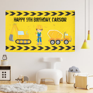 Bouwgraafmachine Aangepaste Kinderen Happy Birthda Spandoek